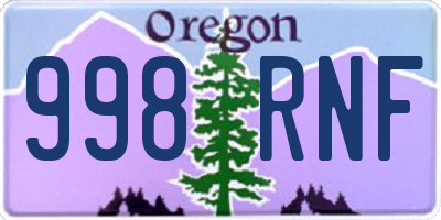 OR license plate 998RNF