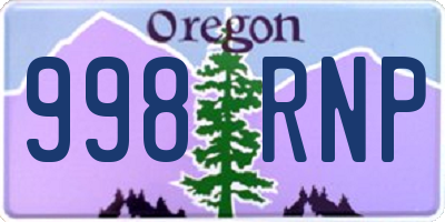 OR license plate 998RNP