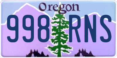 OR license plate 998RNS