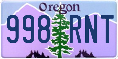 OR license plate 998RNT