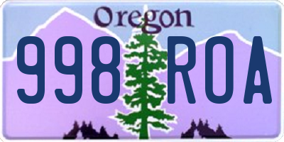OR license plate 998ROA