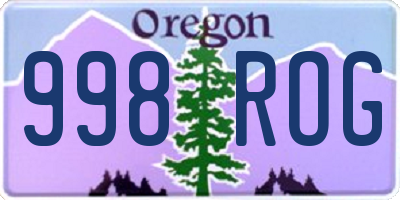 OR license plate 998ROG