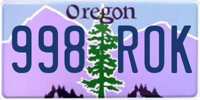 OR license plate 998ROK