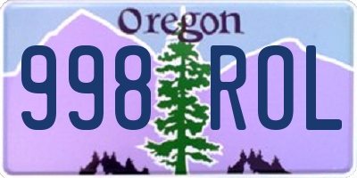 OR license plate 998ROL