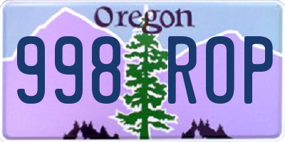 OR license plate 998ROP