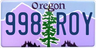 OR license plate 998ROY