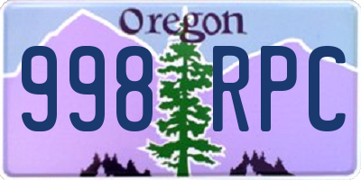 OR license plate 998RPC