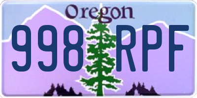 OR license plate 998RPF