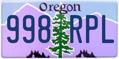 OR license plate 998RPL