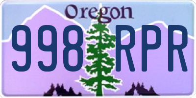 OR license plate 998RPR