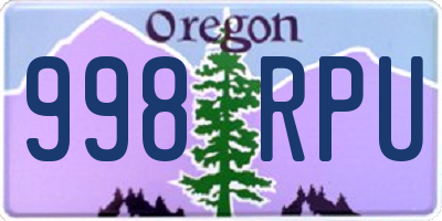 OR license plate 998RPU