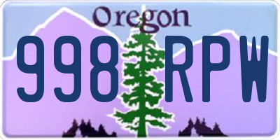 OR license plate 998RPW