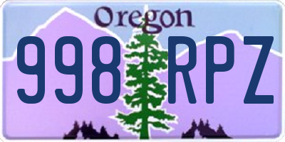 OR license plate 998RPZ