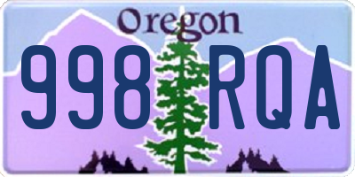 OR license plate 998RQA