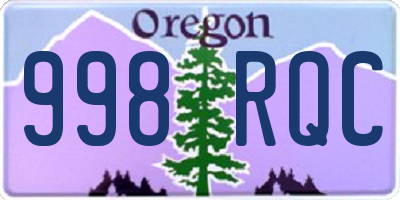 OR license plate 998RQC