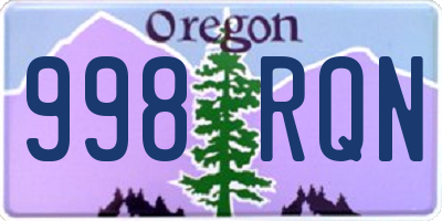 OR license plate 998RQN