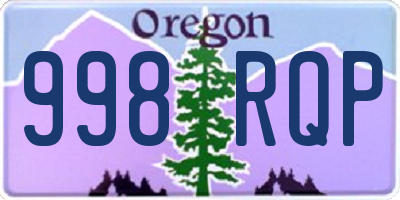 OR license plate 998RQP