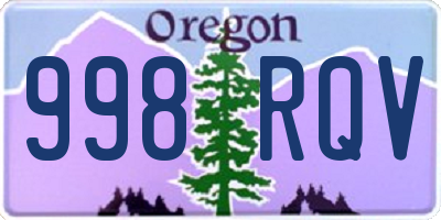 OR license plate 998RQV