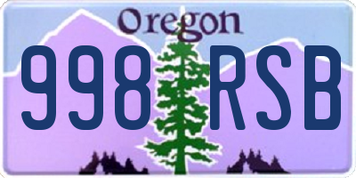 OR license plate 998RSB