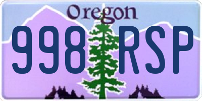 OR license plate 998RSP