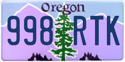 OR license plate 998RTK