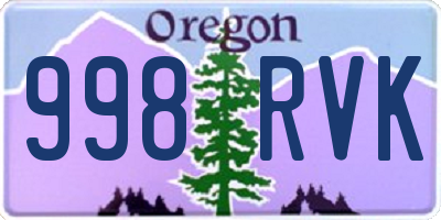 OR license plate 998RVK