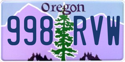 OR license plate 998RVW