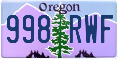 OR license plate 998RWF