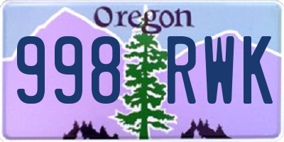 OR license plate 998RWK