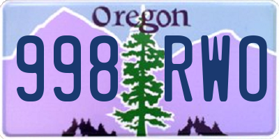 OR license plate 998RWO