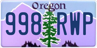 OR license plate 998RWP