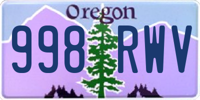 OR license plate 998RWV