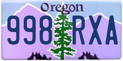 OR license plate 998RXA