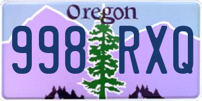 OR license plate 998RXQ