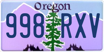 OR license plate 998RXV