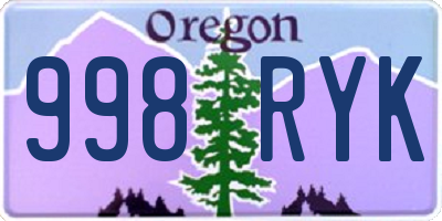 OR license plate 998RYK