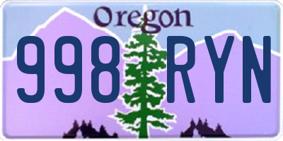 OR license plate 998RYN