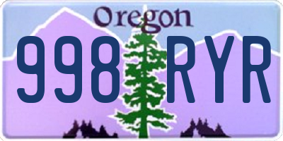 OR license plate 998RYR