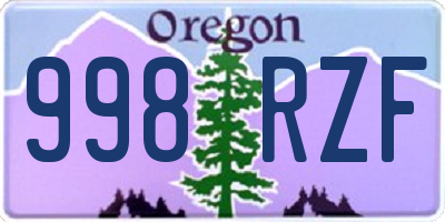 OR license plate 998RZF