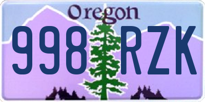 OR license plate 998RZK