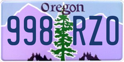 OR license plate 998RZO