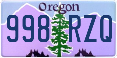 OR license plate 998RZQ