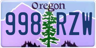 OR license plate 998RZW