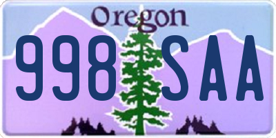OR license plate 998SAA