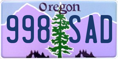 OR license plate 998SAD