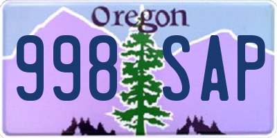 OR license plate 998SAP