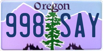 OR license plate 998SAY