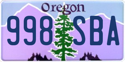 OR license plate 998SBA
