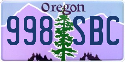 OR license plate 998SBC