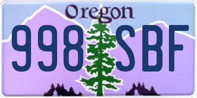 OR license plate 998SBF